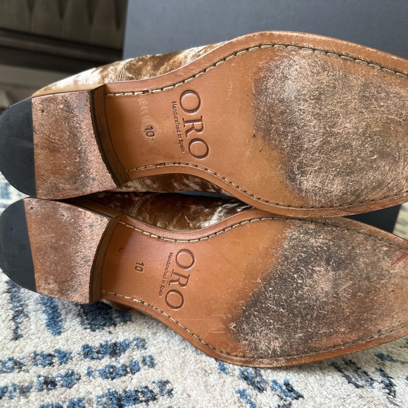 ORO reggio LEATHER boots in tan velvet, sz men 10, made in SPAIN - Picture 7 of 11